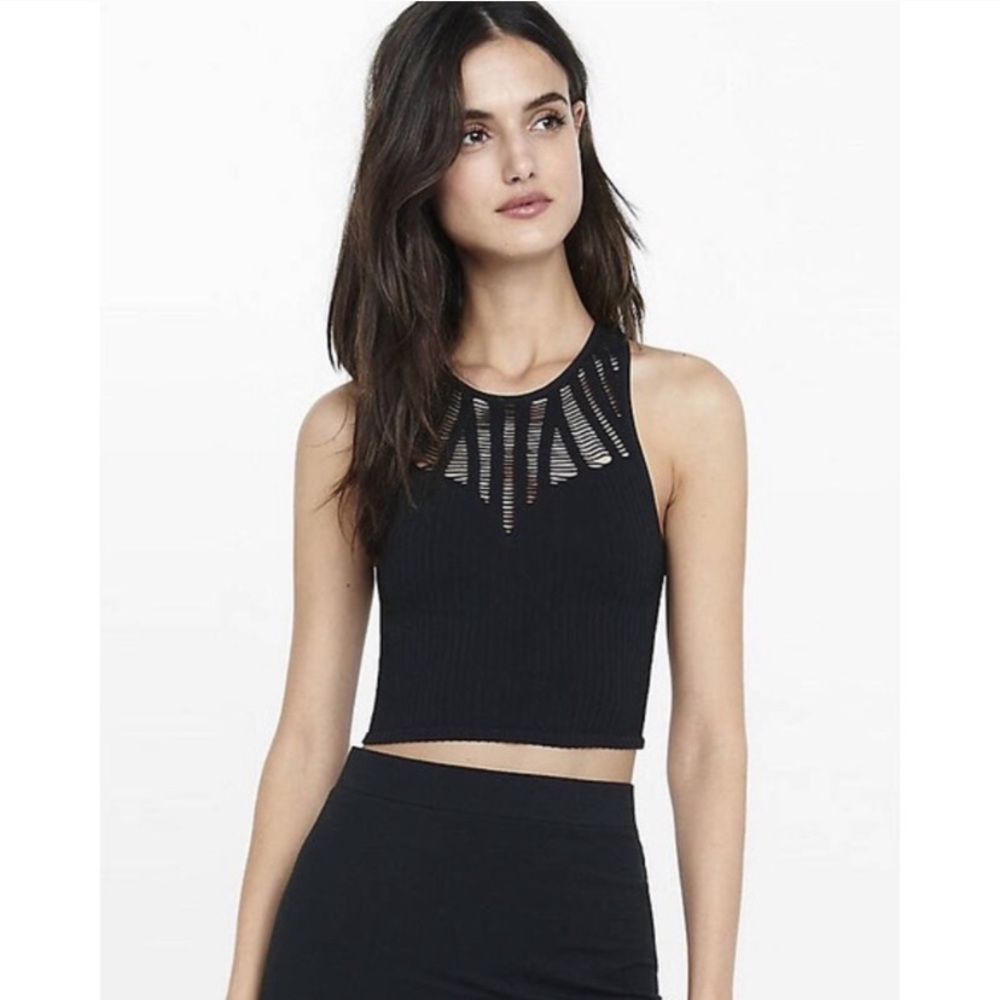 Express OneEleven Ribbed Racerback Cutout Crop